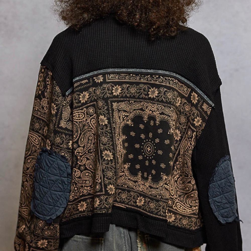 POL Mixed-Patch Utility Jacket in Black, Gray and… - image 3